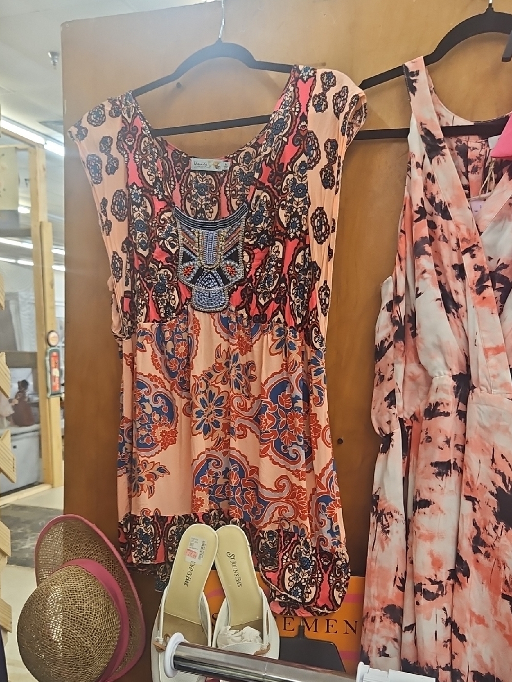 Unity World Wear Peach & Pink Embroidered Boho Tunic
